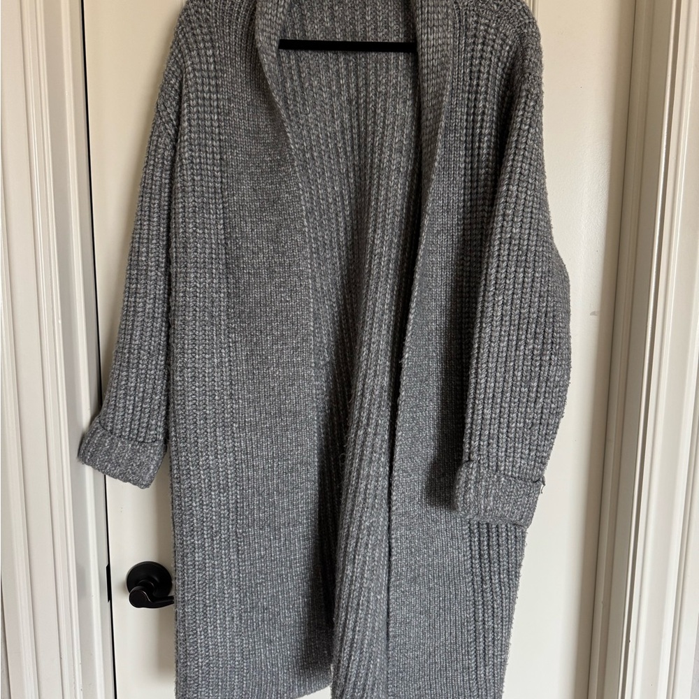 Cozy Gray Knit Cardigan Sweater
